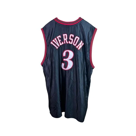 Vintage Allen Iverson #3 Philadelphia Sixers Reebok Jersey Sz 52 Preowned Black - Picture 2 of 7